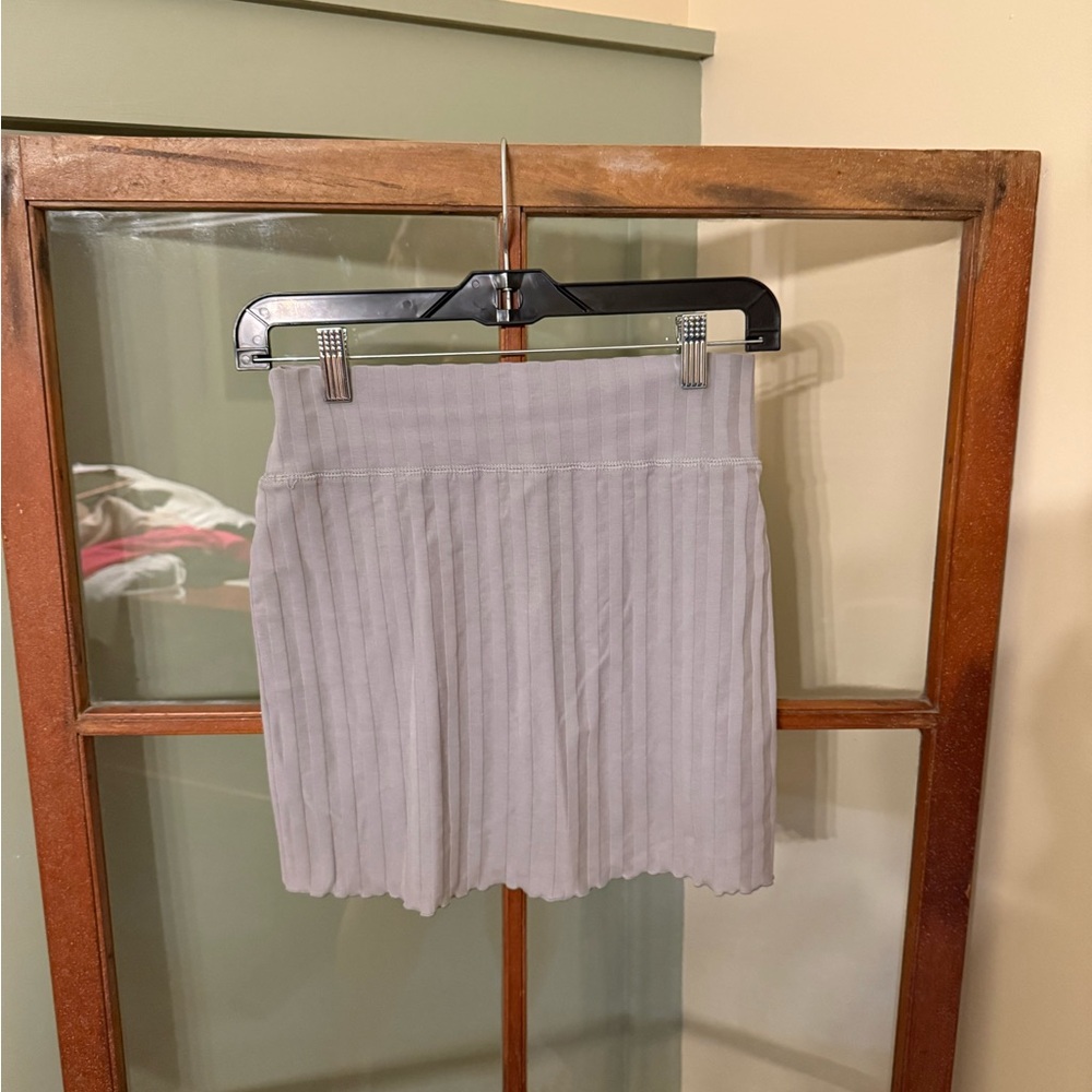 OFFLINE by Aerie OG Groove Grey Striped Cotton Mini Skirt - Size Small